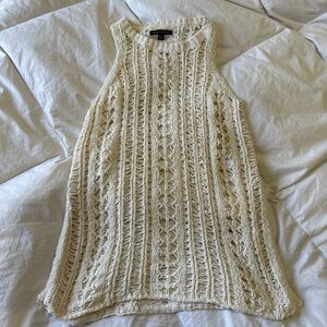 american eagle white knit crochet tank top